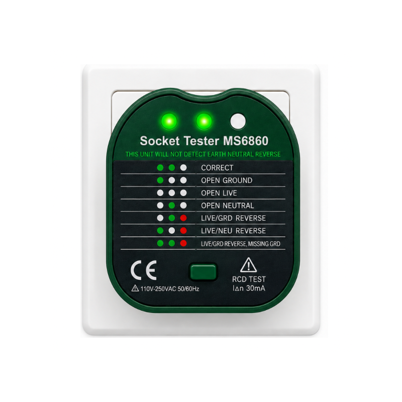 Tester per prese con adattatore svizzero – Verifica facile della messa a terra Tester per prese con adattatore svizzero – Verifica facile della messa a terra